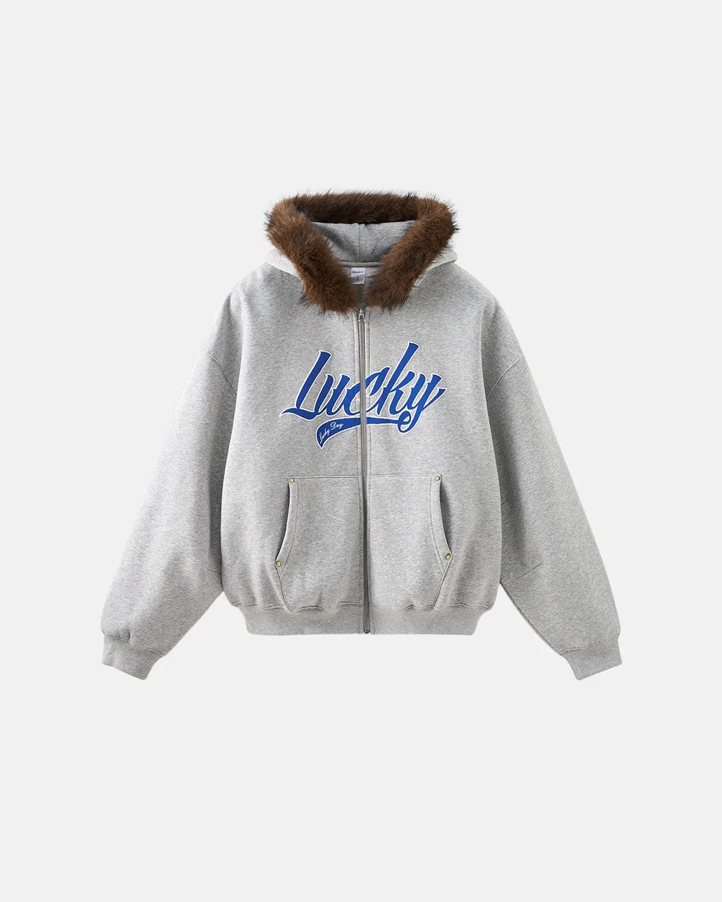 Faux Fur Collar Zip Up Hoodie Jacket  | Inflation Streetwear