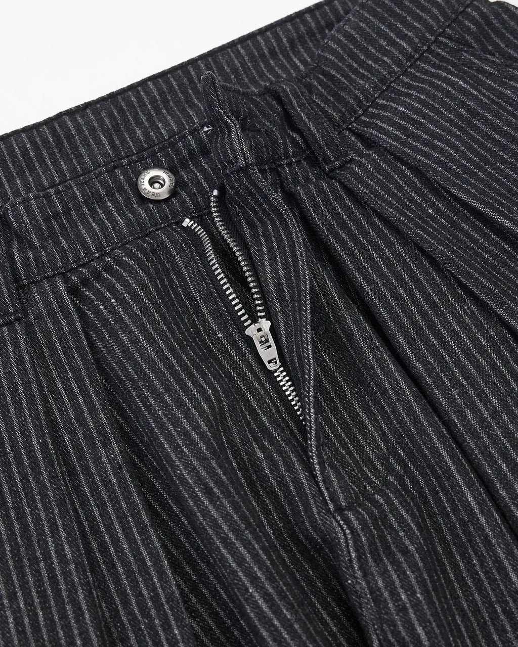 Vintage Pinstripe Pleated Barrel Jeans | Inflation Streetwear