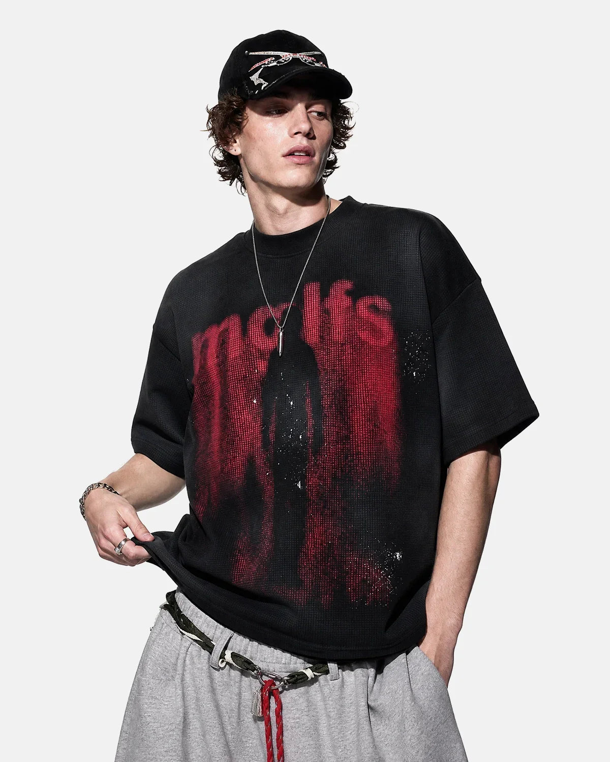 Gothic Letter Print Cotton T-Shirt | Inflation Streetwear