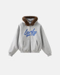 Faux Fur Collar Zip Up Hoodie Jacket  | Inflation Streetwear