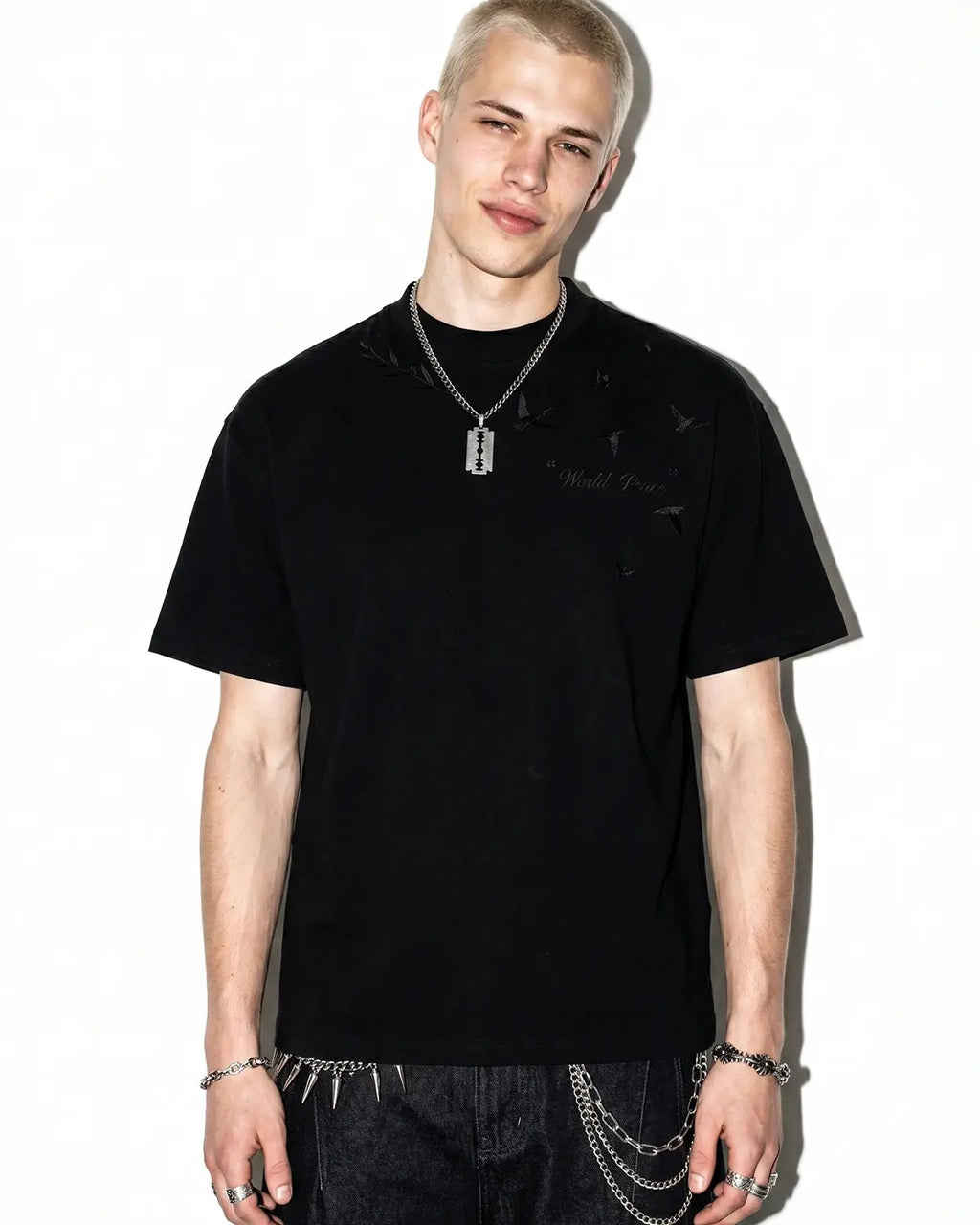 Dove Embroidered Mock Neck T-Shirt | Inflation Streetwear