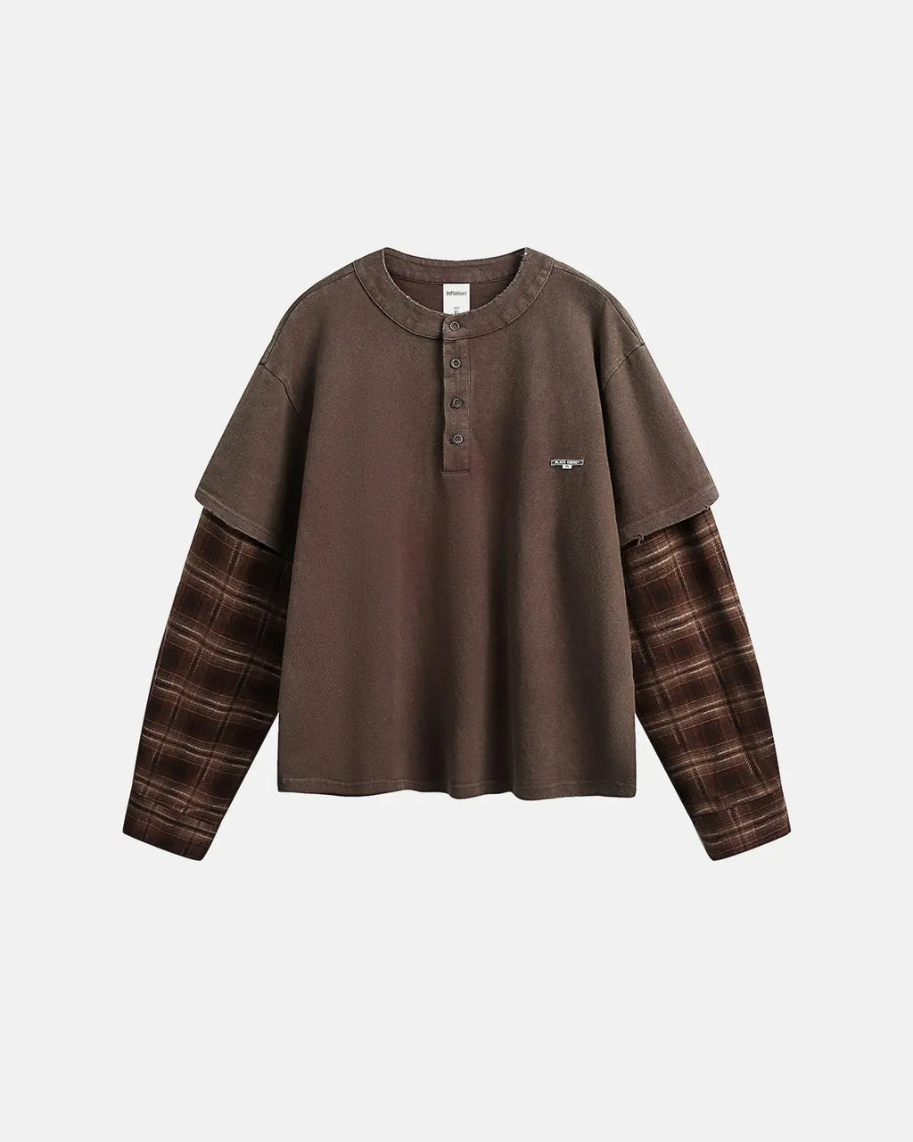 Distressed Plaid Layered Long Sleeve Tees | Inflation Streetwear