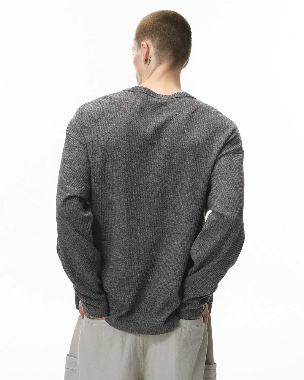 V-neck Long Sleeve Waffle Tees | Inflation Streetwear