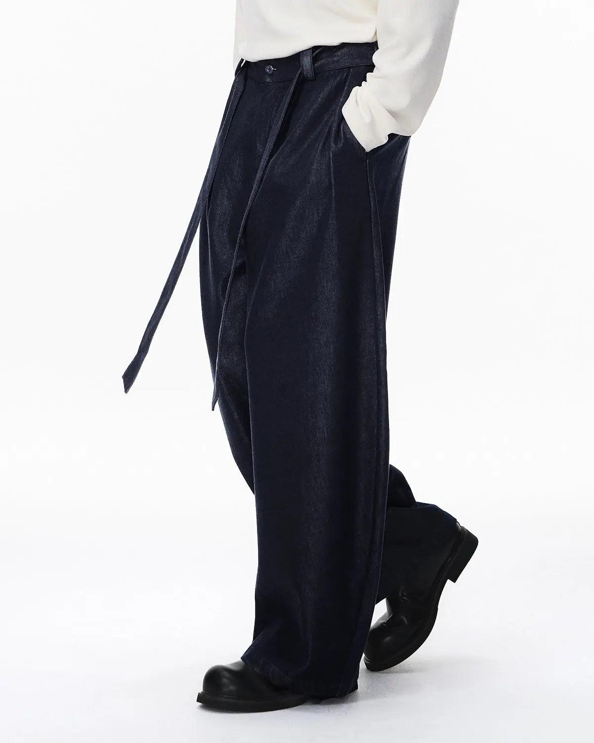 Raw Silky Denim Jeans with Belt | Inflation Streetwear