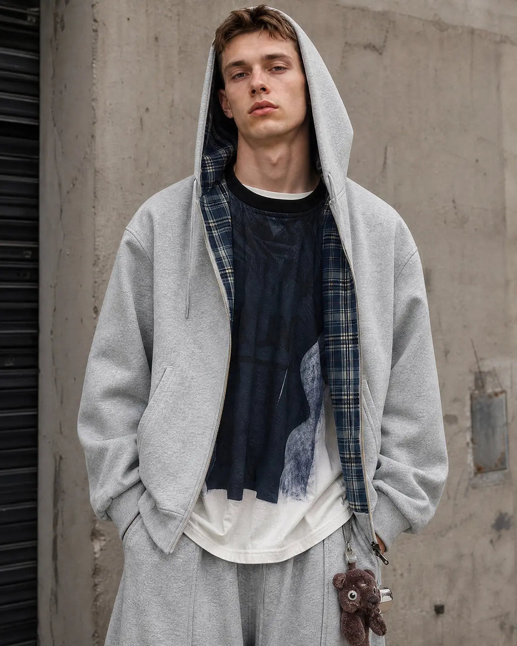 Reversible Plaid Cropped Hoodies | Inflation Streetwear