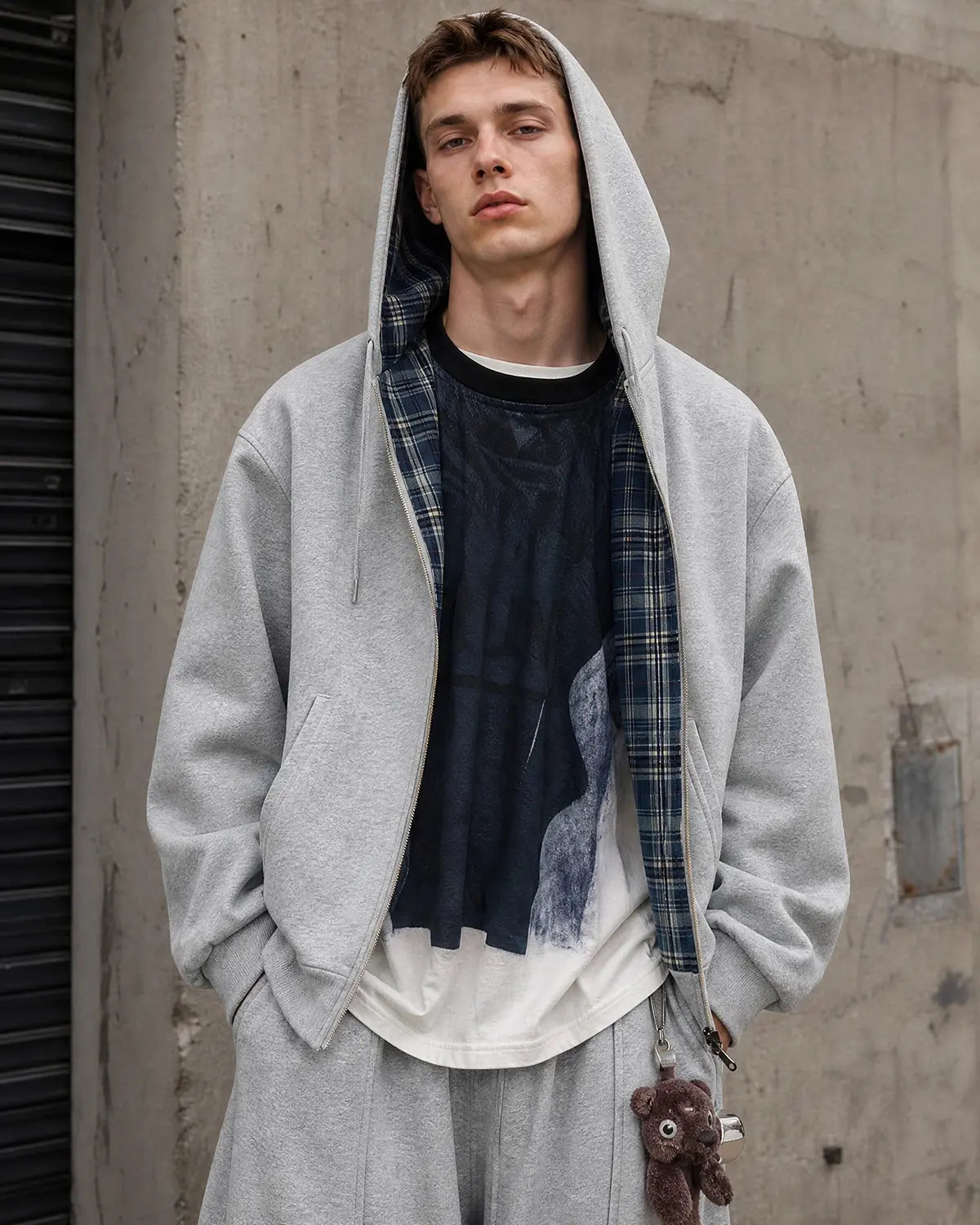 Reversible Plaid Cropped Hoodies | Inflation Streetwear