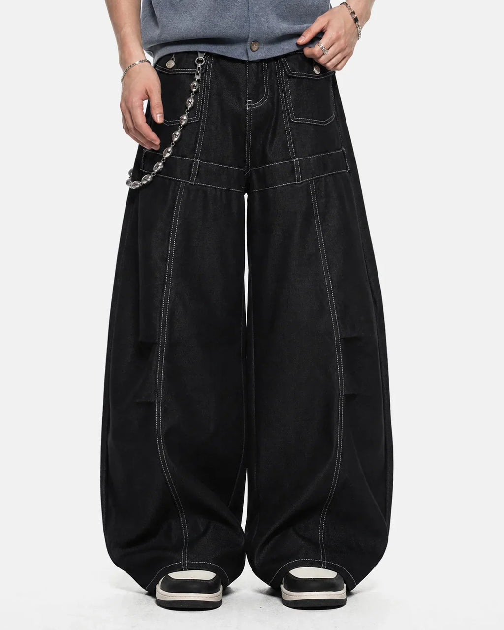Contrast Stitch Baggy Barrel  Jeans | Inflation Streetwear