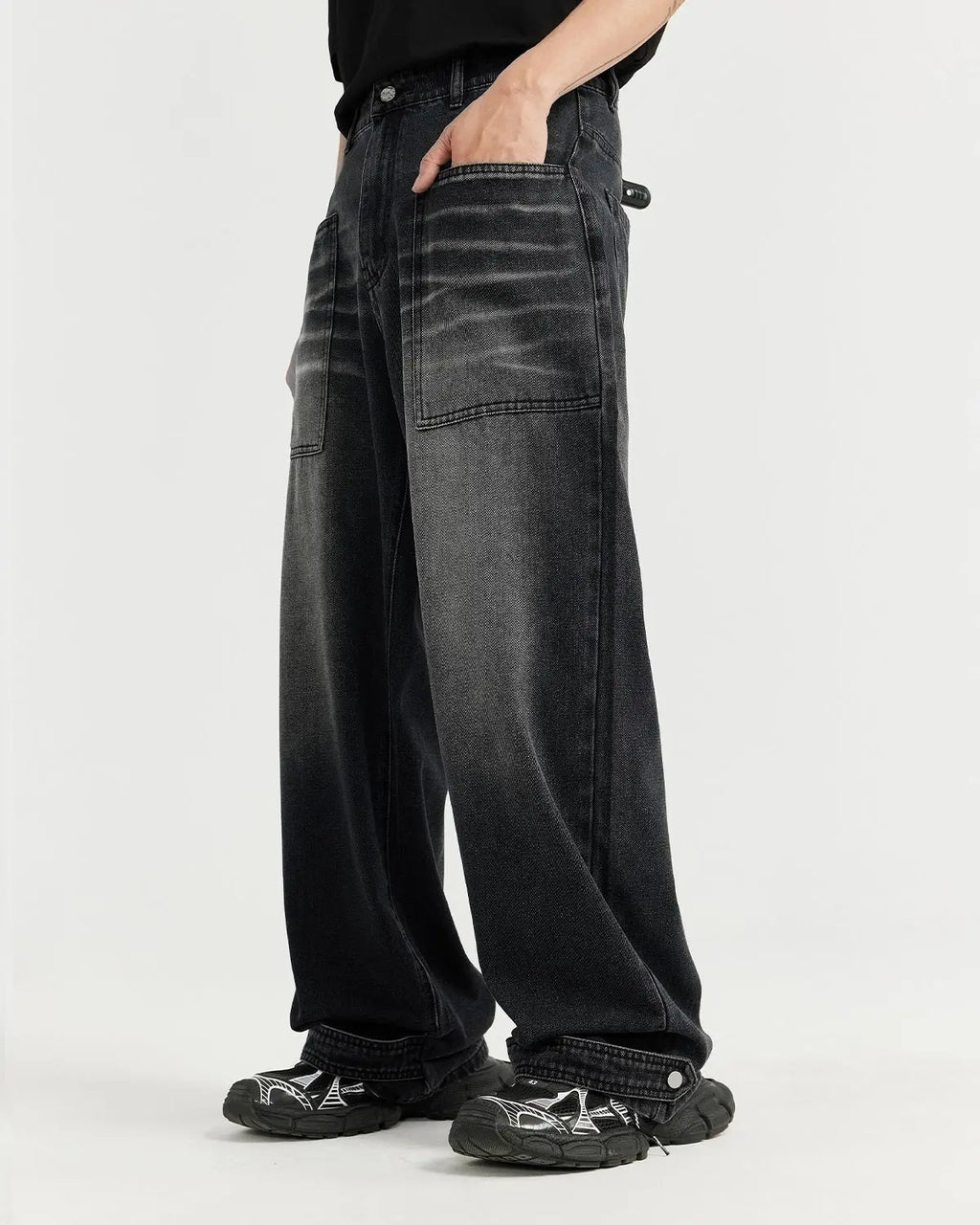 Black Washed Baggy Jeans | Inflation Streetwear