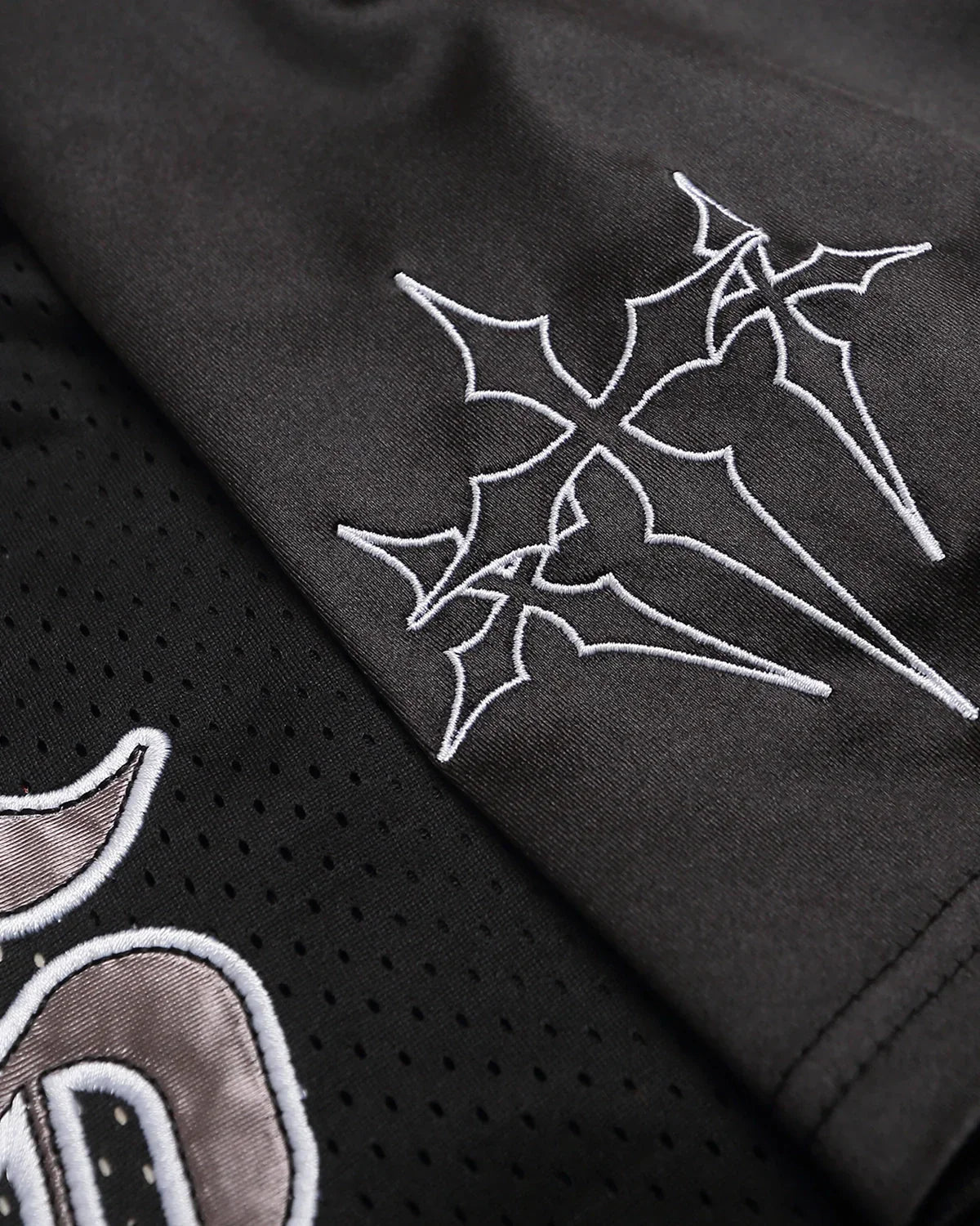 Gothic Embroidered Mesh Jersey | Inflation Streetwear
