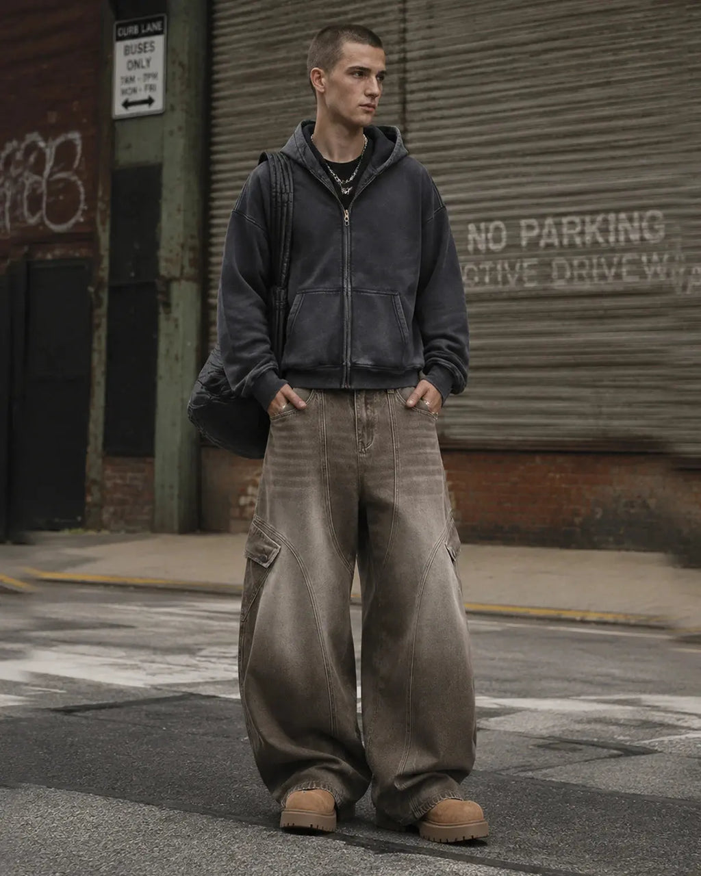 Brown Acid Wash Barrel Jeans | Inflation Streetwear
