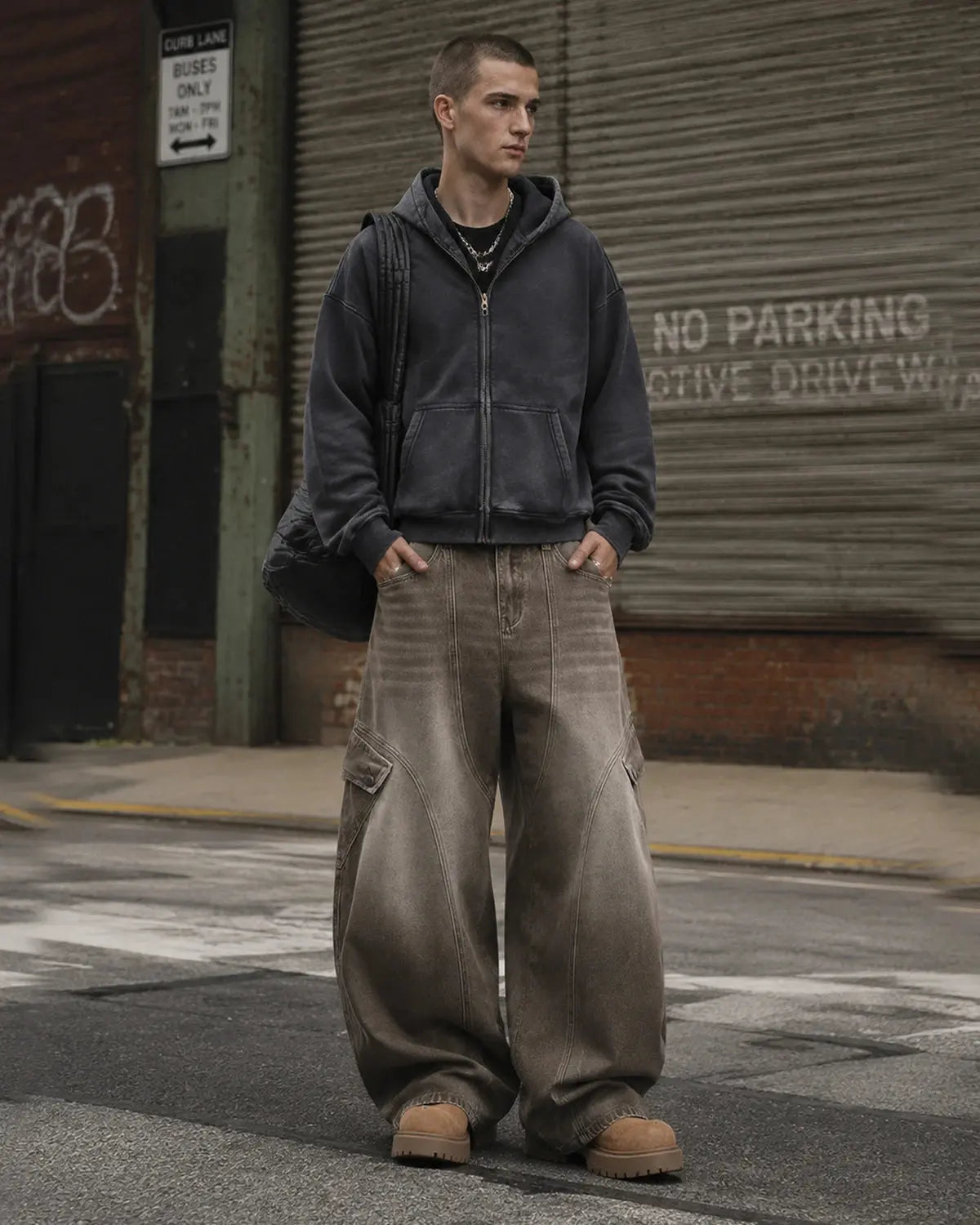 Brown Acid Wash Barrel Jeans | Inflation Streetwear