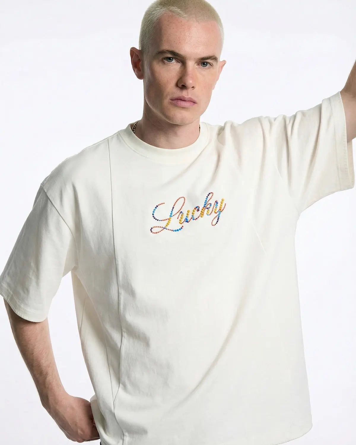Rhinestone Lucky Graphic Oversized Tees | Inflation Streetwear