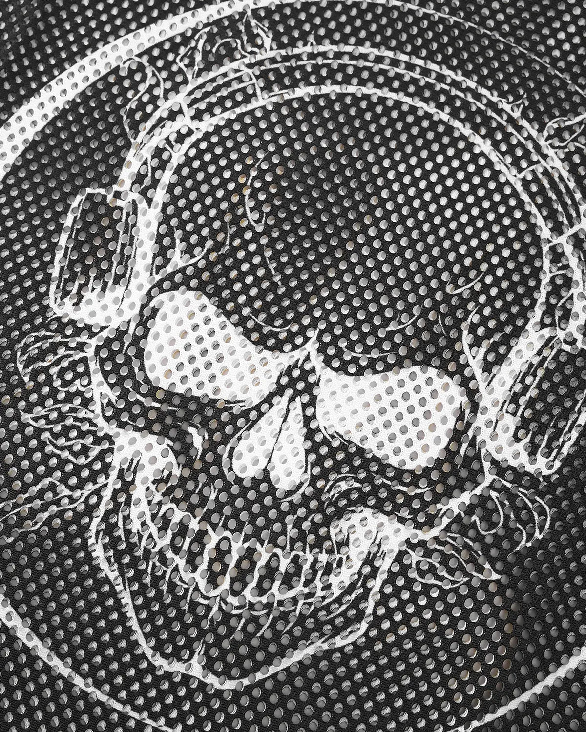 Mesh Skeleton Print Long Sleeve Tee | Inflation Streetwear