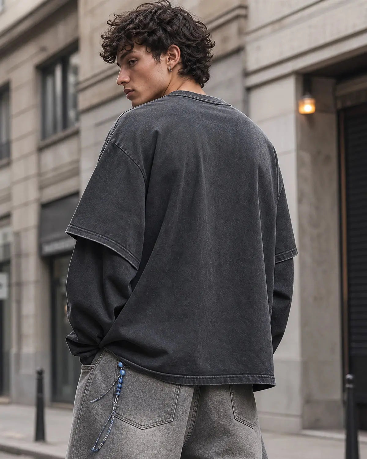 Graphic Distressed Acid Wash Layered Tshirts  | Inflation Streetwear