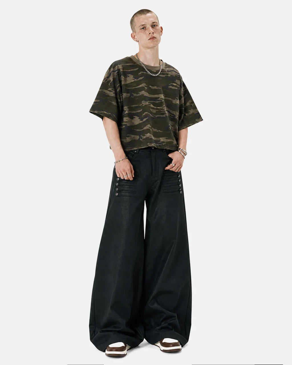 Black Graphic Wide Leg Pants | Inflation Streetwear