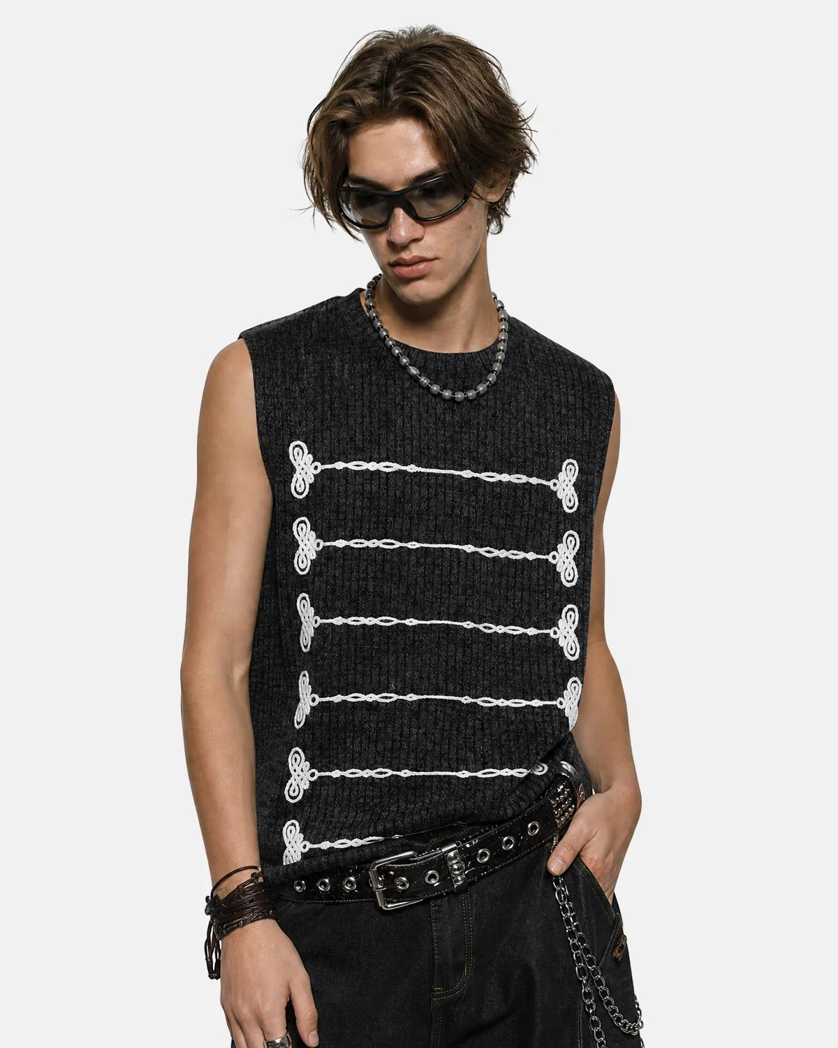 Embroidered Knit Tank Top | Inflation Streetwear
