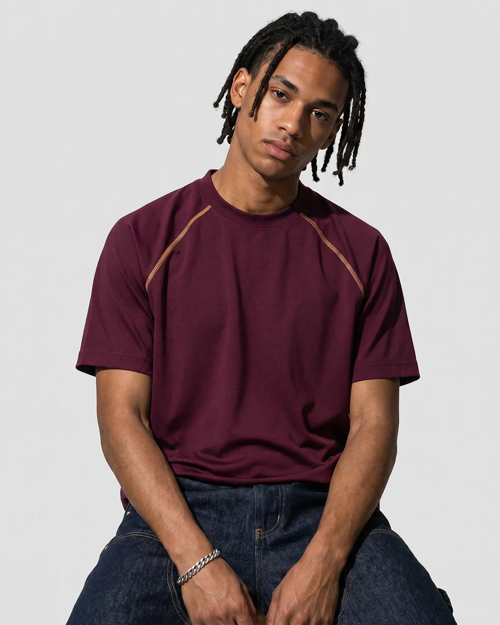 Contrast Color Stiching Stretch T-shirt | Inflation Streetwear