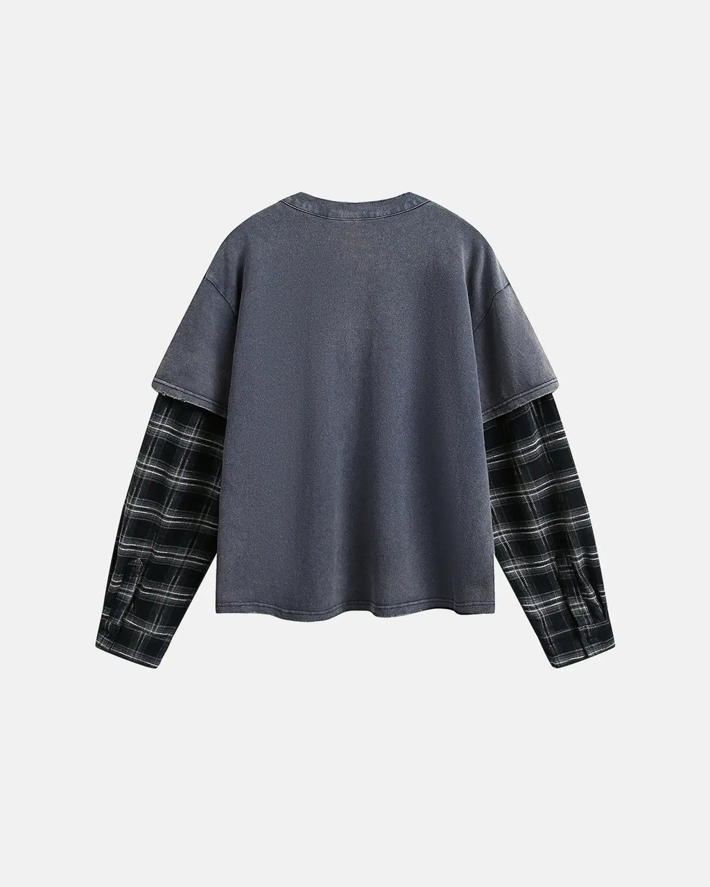 Distressed Plaid Layered Long Sleeve Tees | Inflation Streetwear