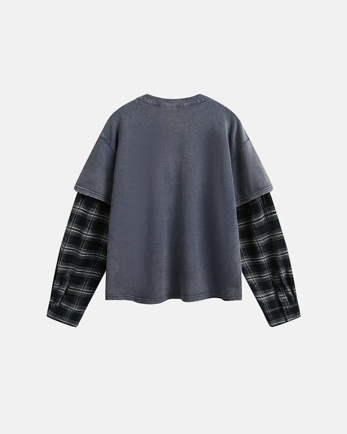 Distressed Plaid Layered Long Sleeve Tees | Inflation Streetwear