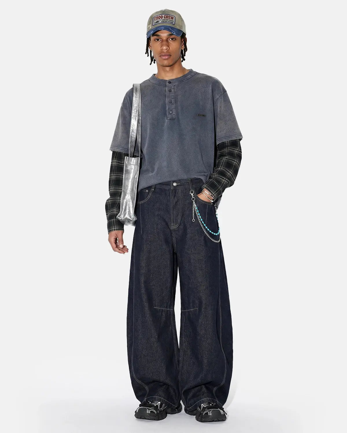Distressed Plaid Layered Long Sleeve Tees | Inflation Streetwear