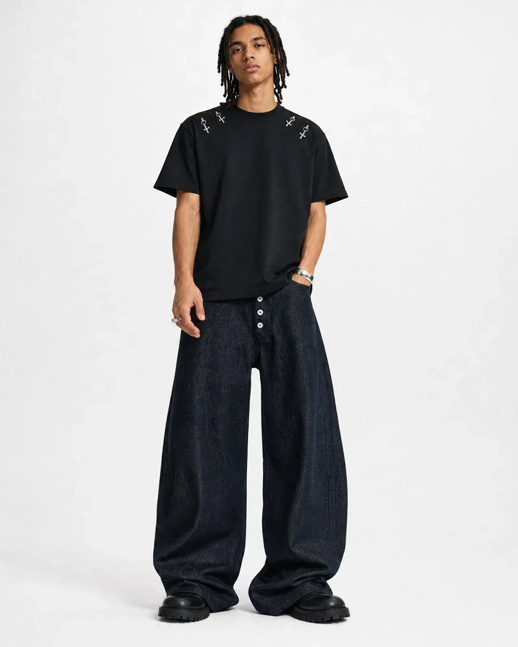 Buttons Up Raw Baggy Jeans | Inflation Streetwear