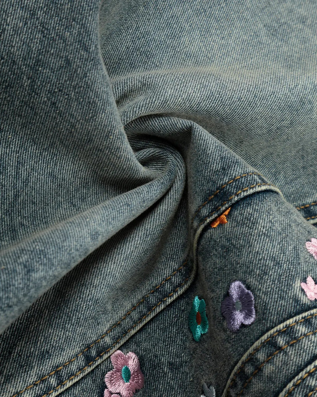 Floral Embroidered Long Baggy Jorts | Inflation Streetwear