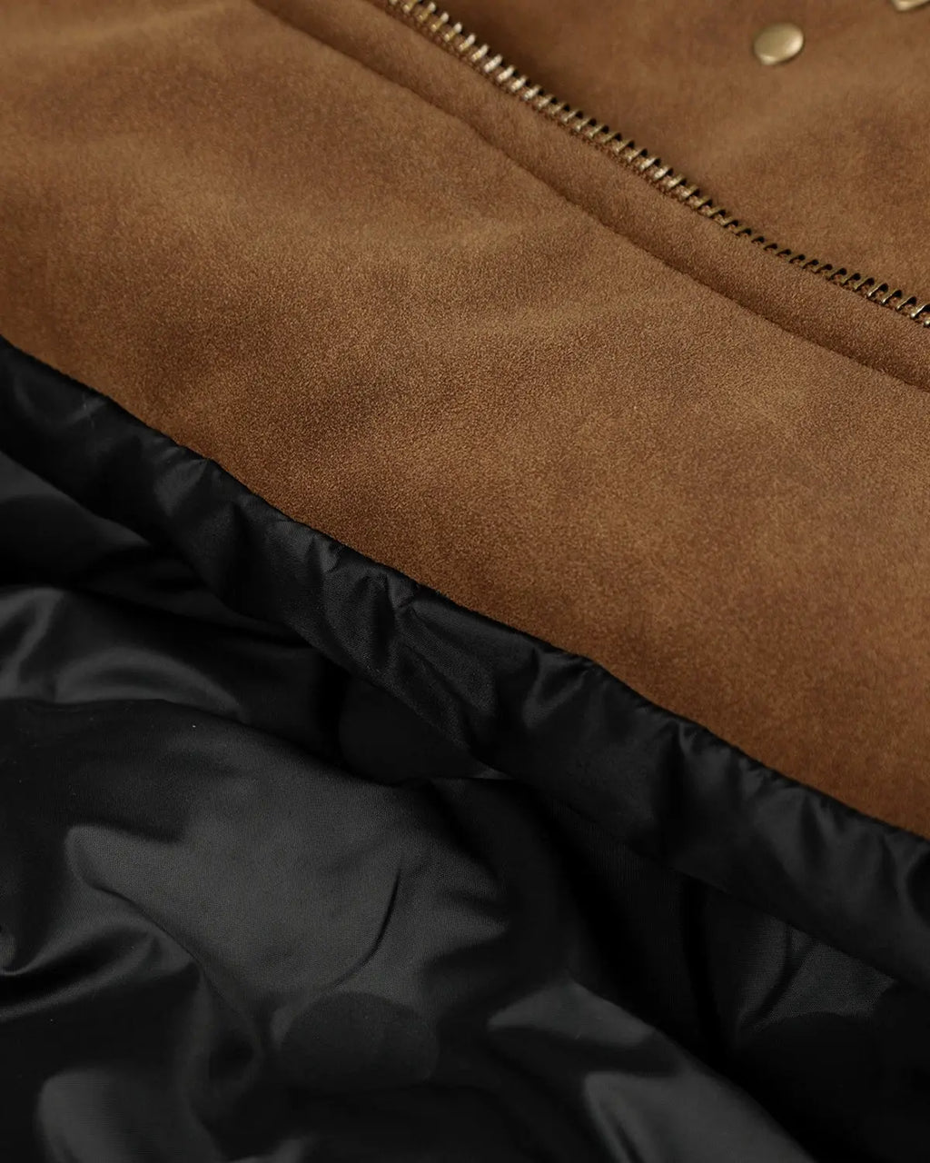 Horse Embroidery Suede Clasp Padded Jacket | Inflation Streetwear