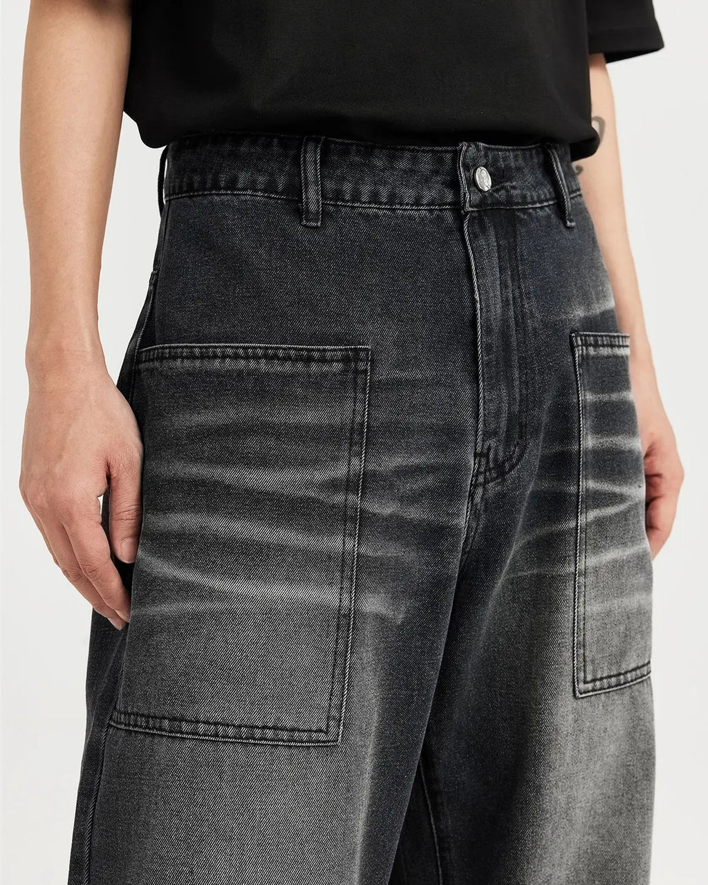 Black Washed Baggy Jeans | Inflation Streetwear