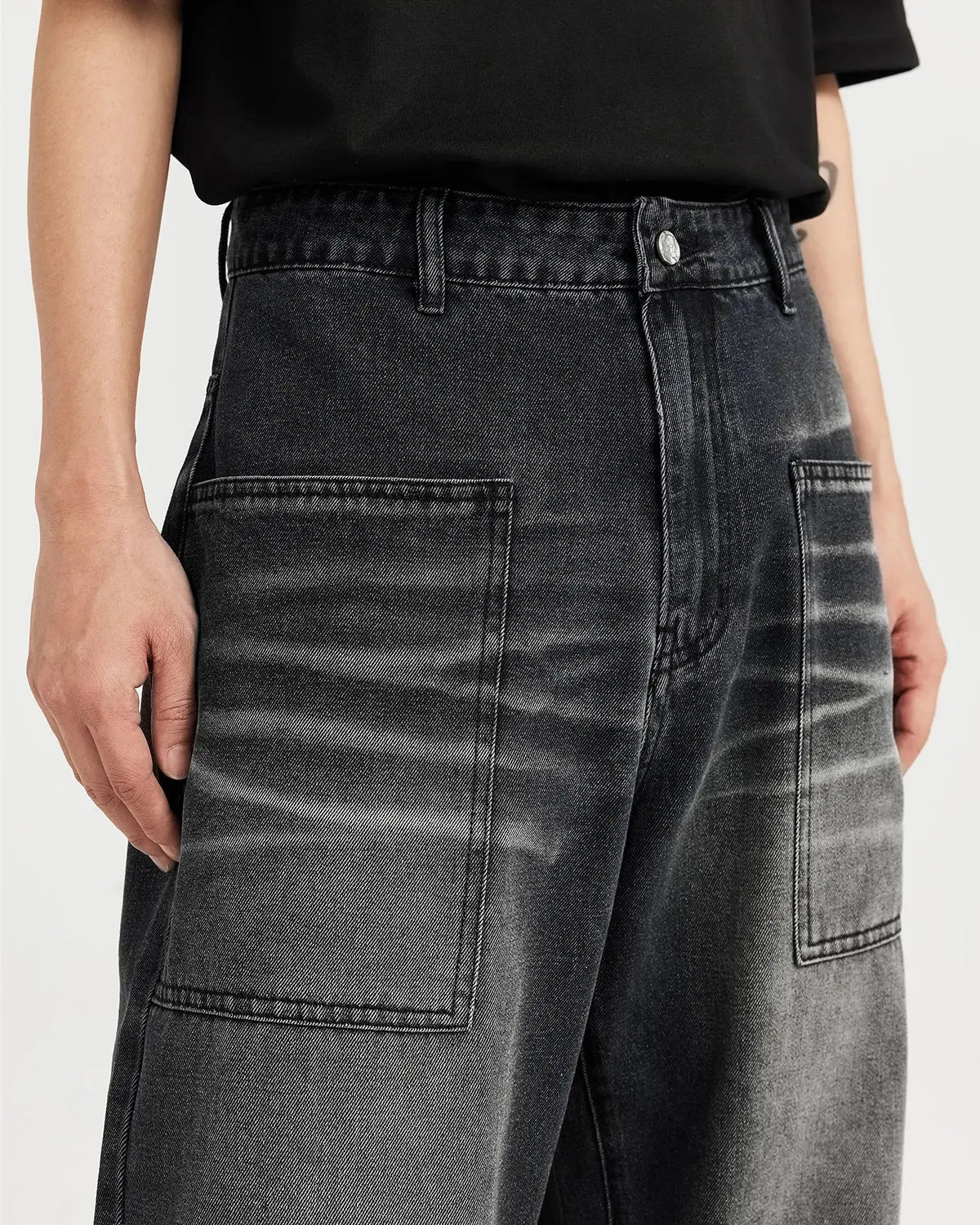 Black Washed Baggy Jeans | Inflation Streetwear