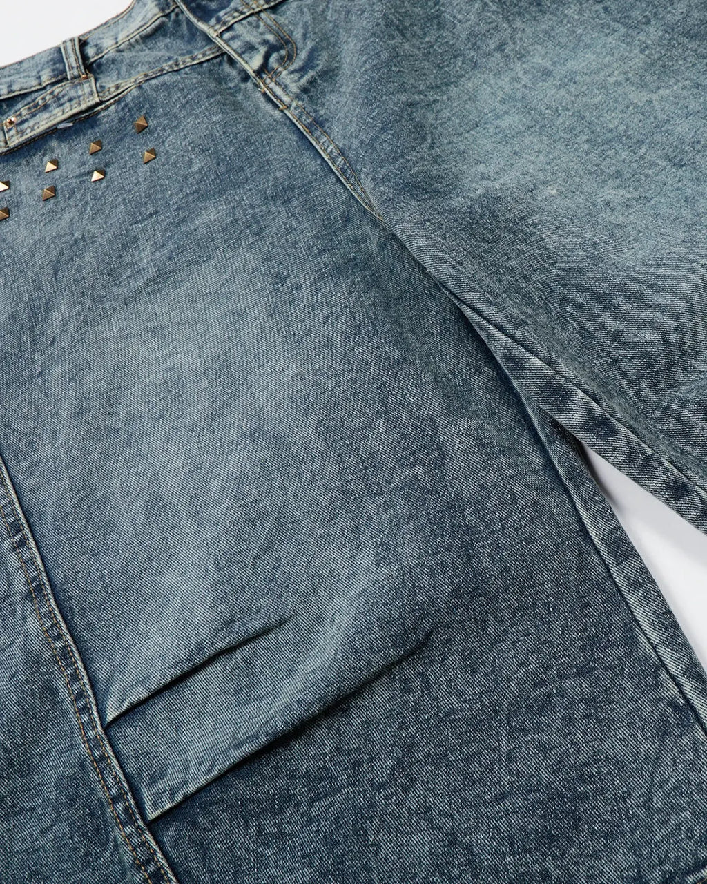 Studded Washed Long Baggy Jorts | Inflation Streetwear