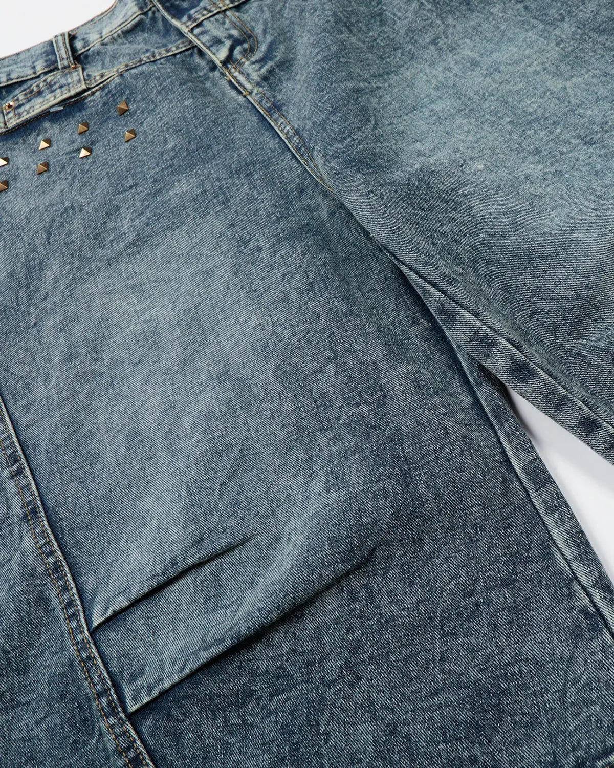 Studded Washed Long Baggy Jorts | Inflation Streetwear