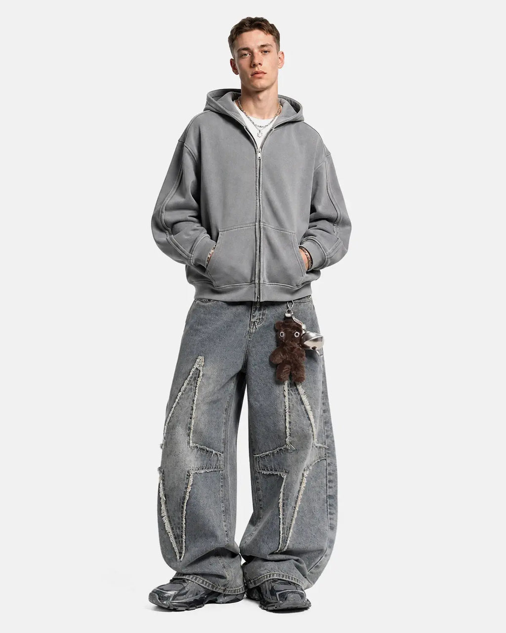 Star Patched Baggy Jeans | Inflation Streetwear