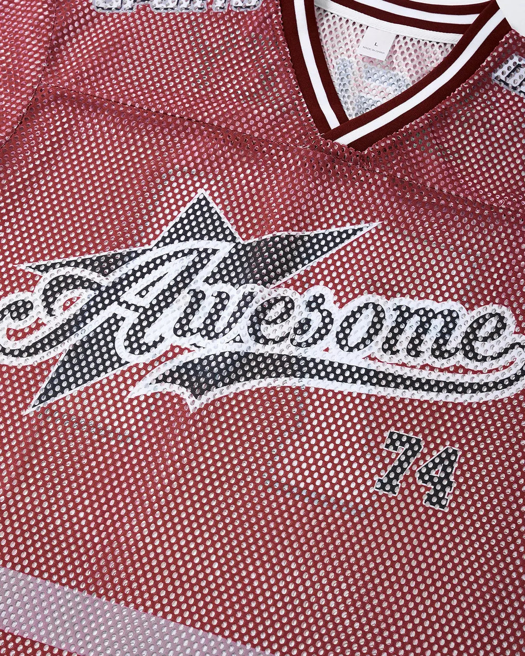 V-neck Graphic Mesh Jersey | Inflation Streetwear