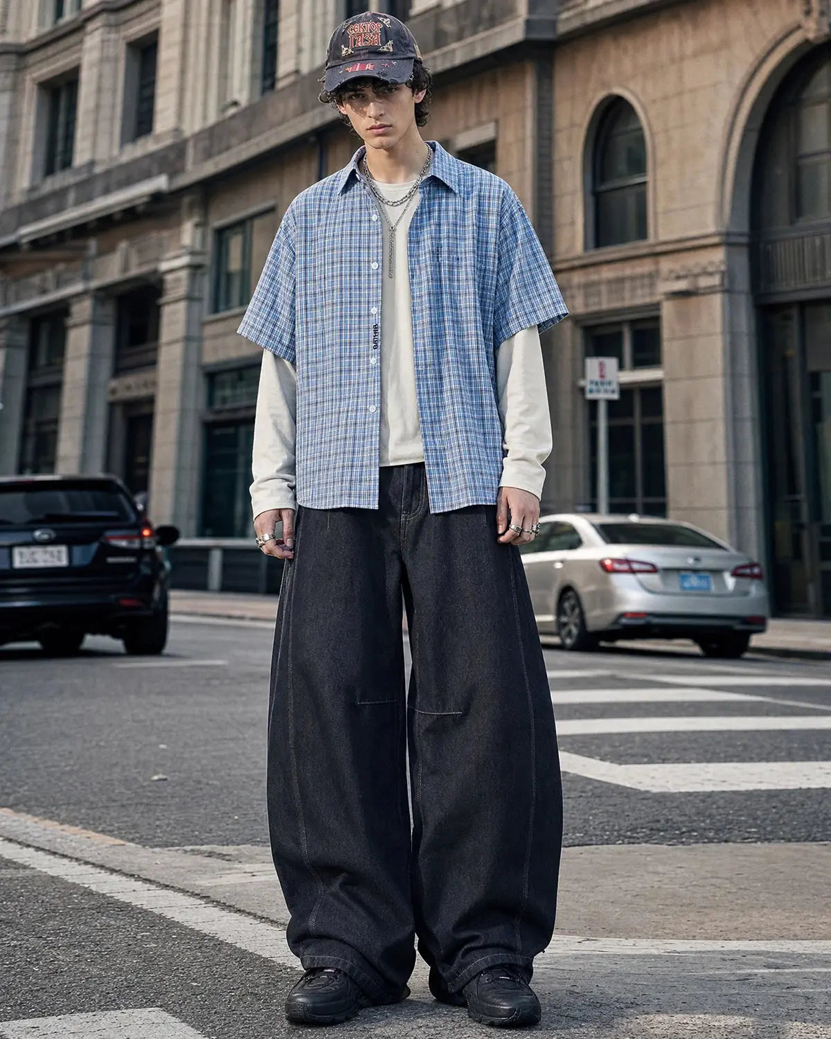 INFLATION Raw Color Barrel Baggy Jeans