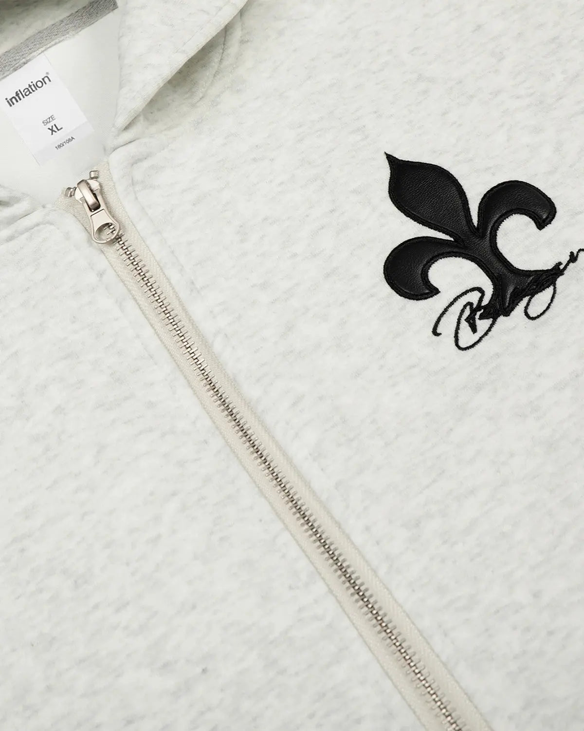 Cross PU Patch Embroidery Zip Up Hoodies | Inflation Streetwear