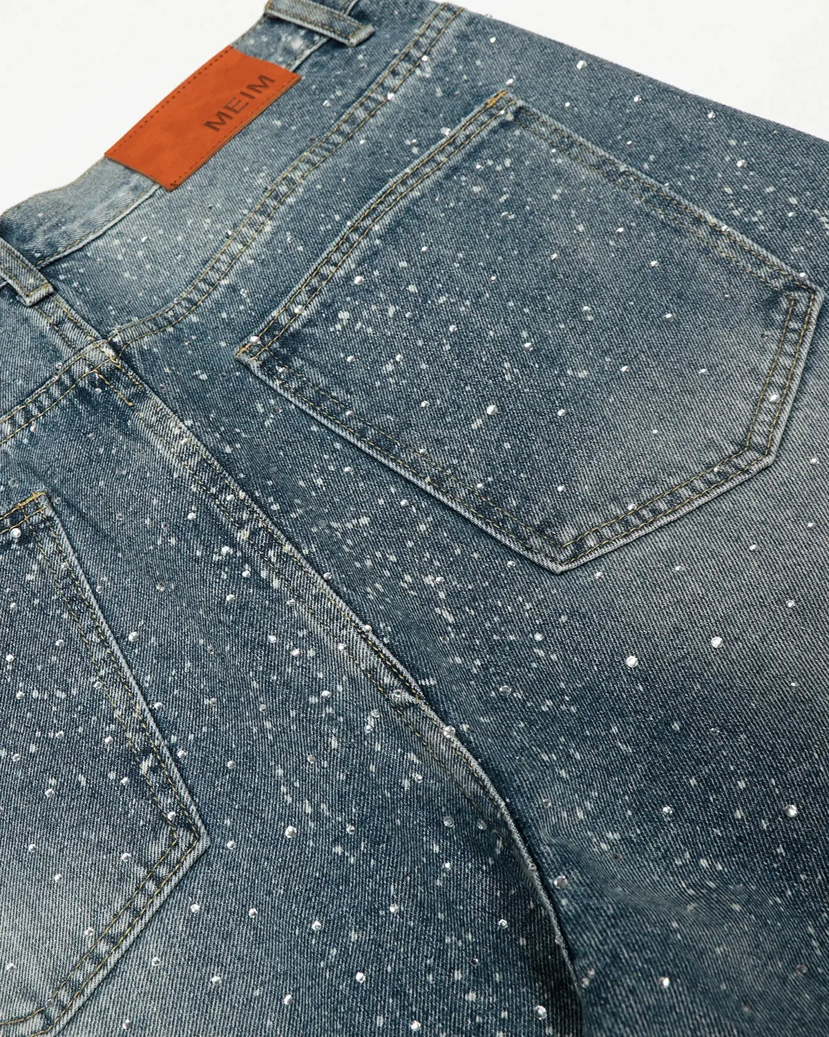 Rhinestone Straight Leg Denim Jeans | Inflation Streetwear