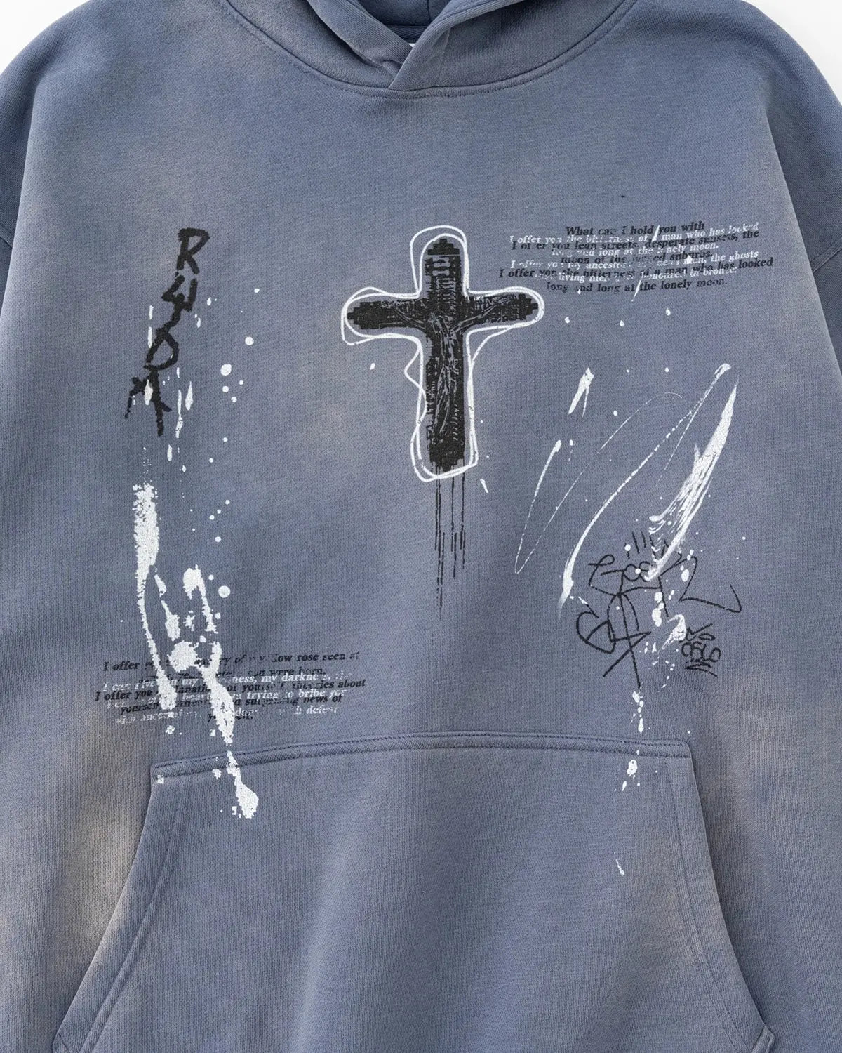 Graffiti Print Acid Washed Fleece Hoodies | Inflation Streetwear