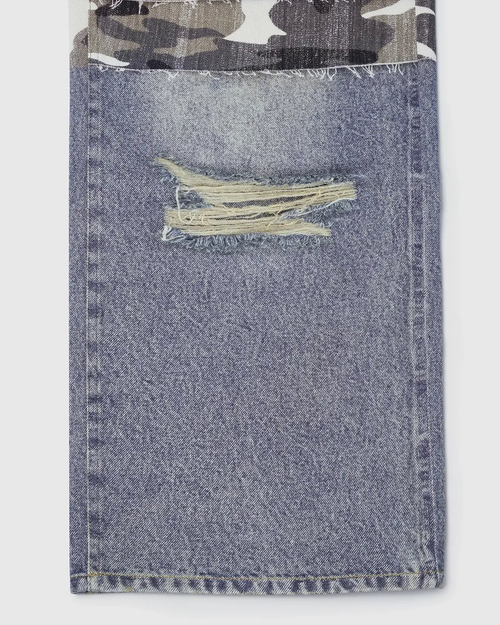 Patchwork Effect Print Baggy Jeans | Inflation Streetwear