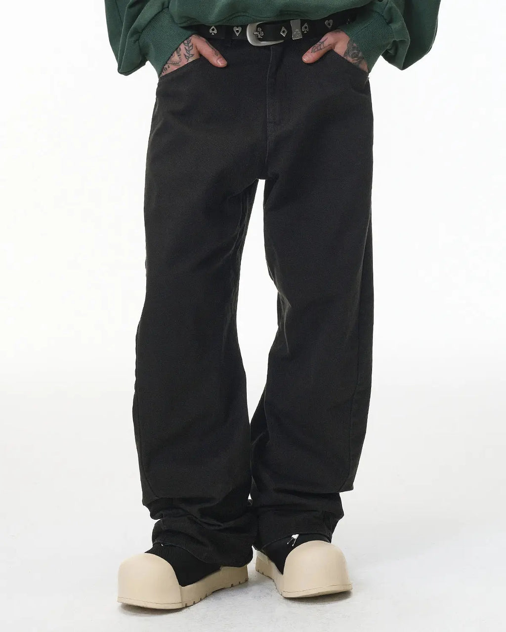 Stitching Flare Baggy Jeans | Inflation Streetwear