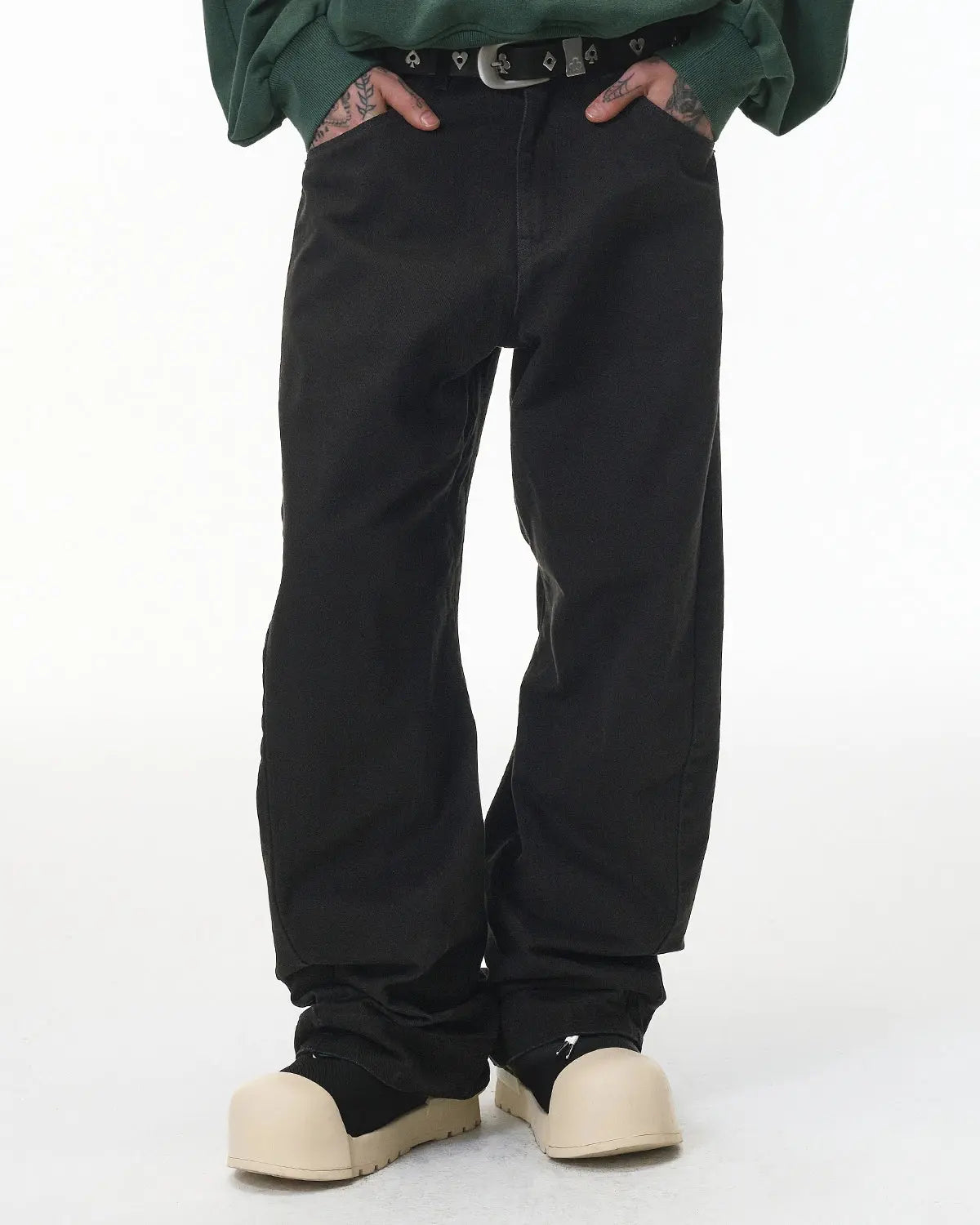 Stitching Flare Baggy Jeans | Inflation Streetwear