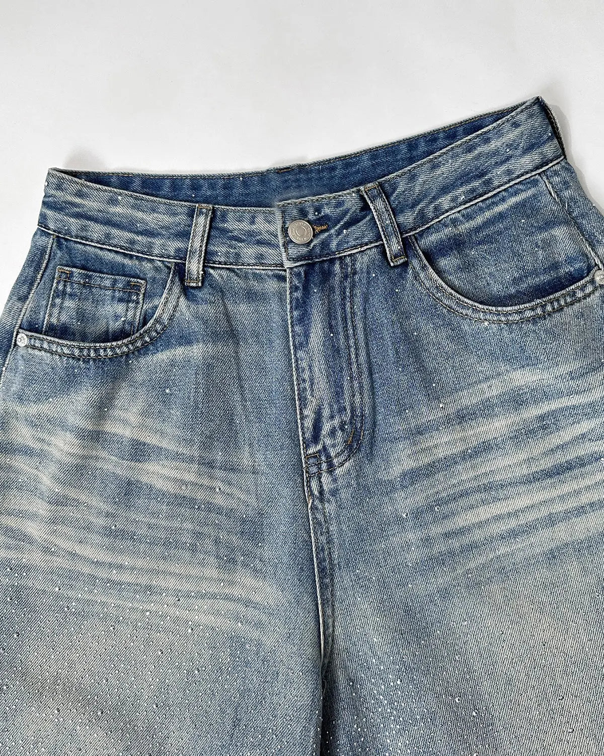 Rhinestone Washed Barrel Baggy Jeans | Inflation Streetwear