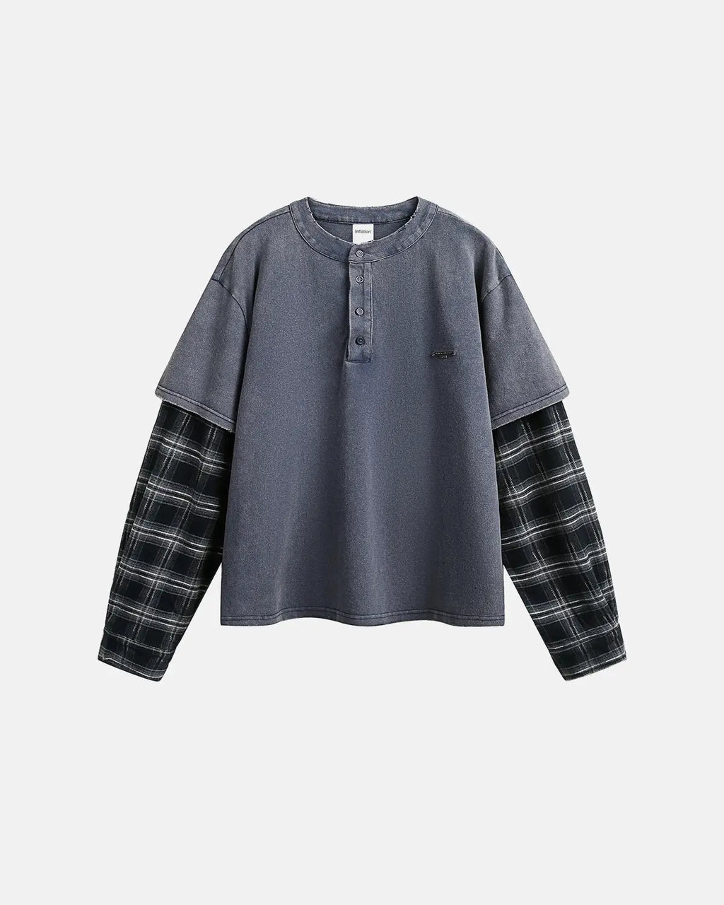Distressed Plaid Layered Long Sleeve Tees | Inflation Streetwear