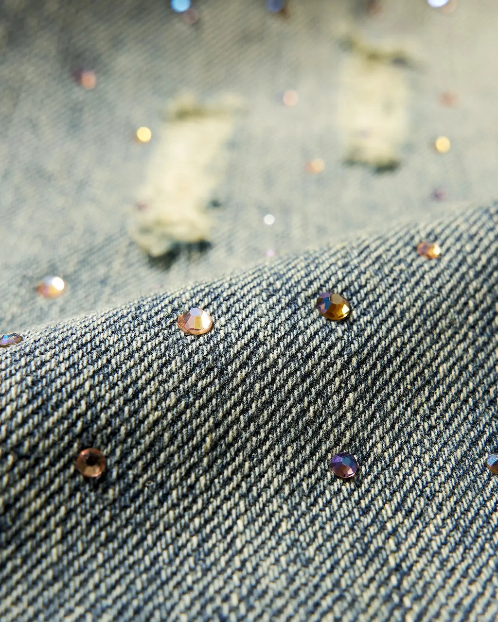 Colorful Rhinestones Ripped Baggy Jeans | Inflation Streetwear
