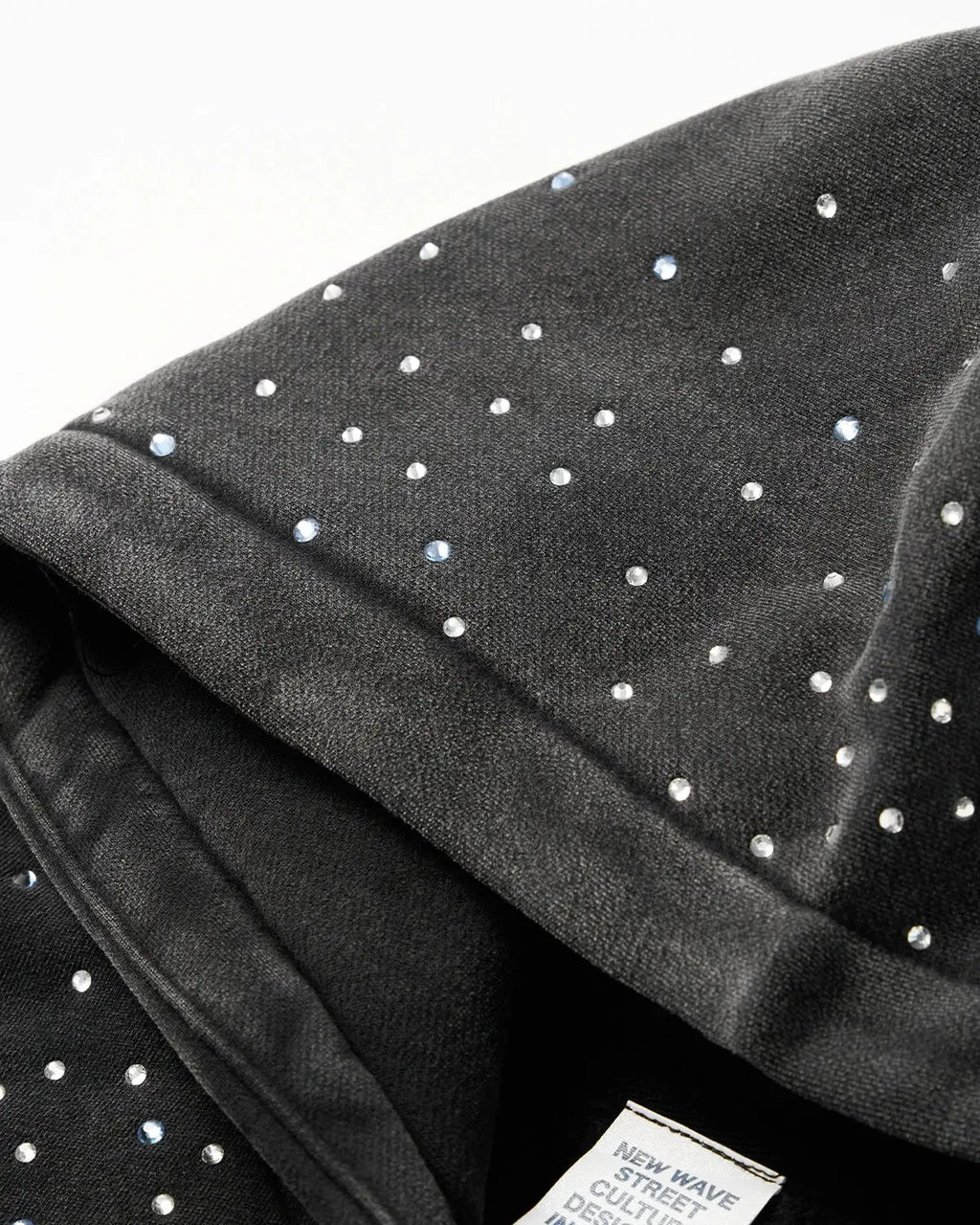 Distressed Washed Rhinestone Zip Up Hoodies | Inflation Streetwear
