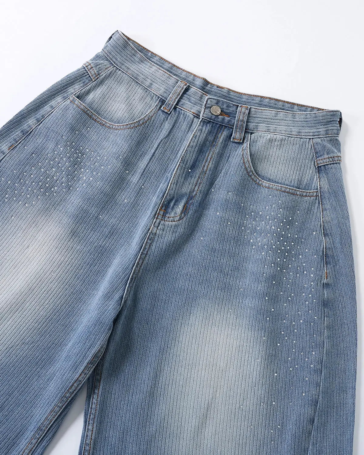 Star Rhinestone Longline Denim Shorts | Inflation Streetwear