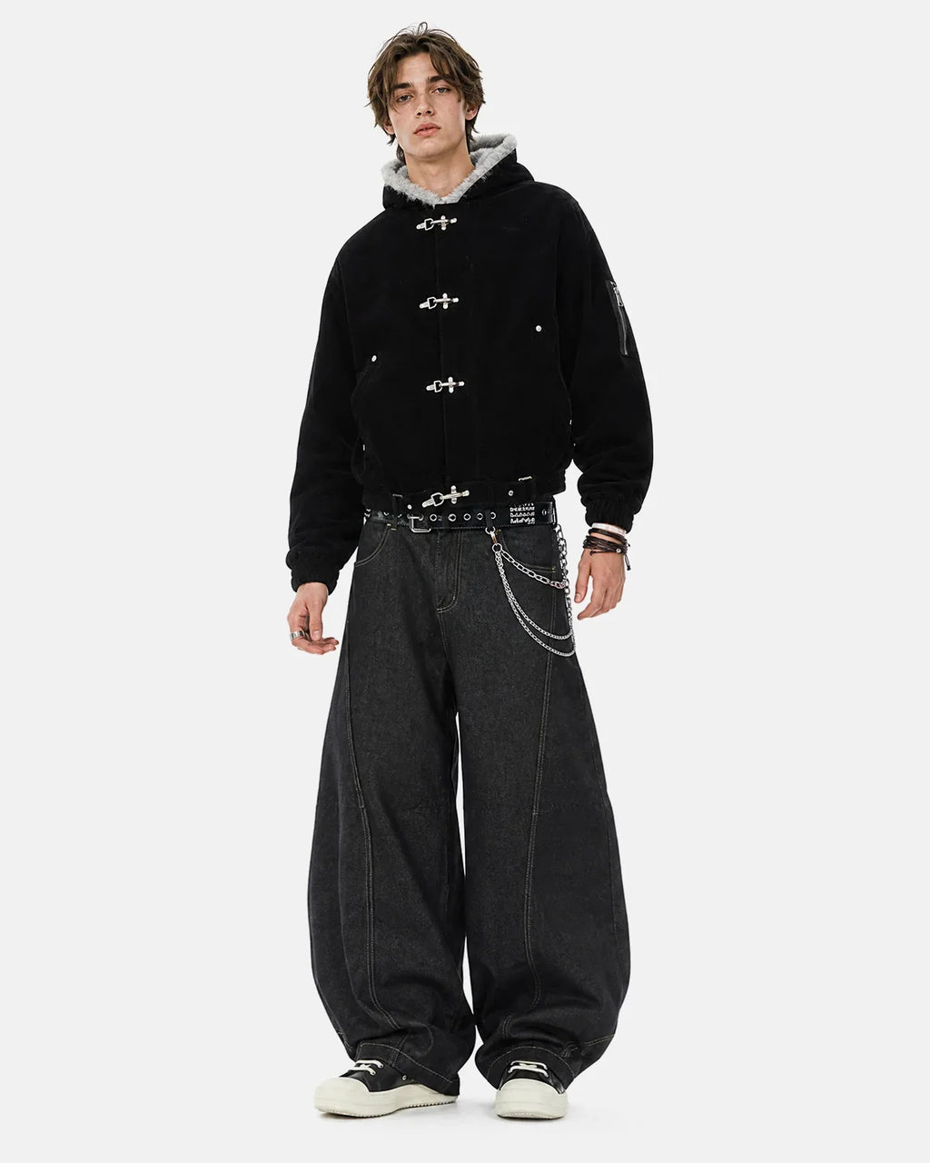 Faux Fur Lined Clasp Bomber Jacket | Inflation Streetwear