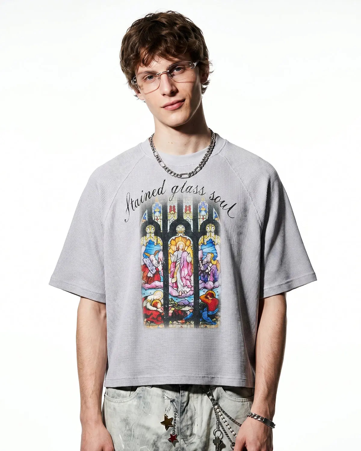Washed Graphic Boxy Waffle T-Shirt | Inflation Streetwear