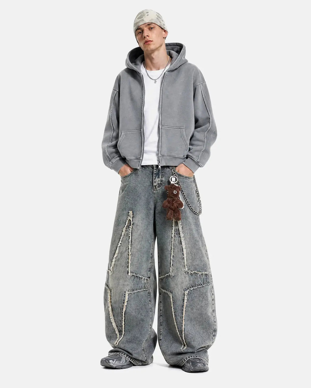 Star Patched Baggy Jeans | Inflation Streetwear