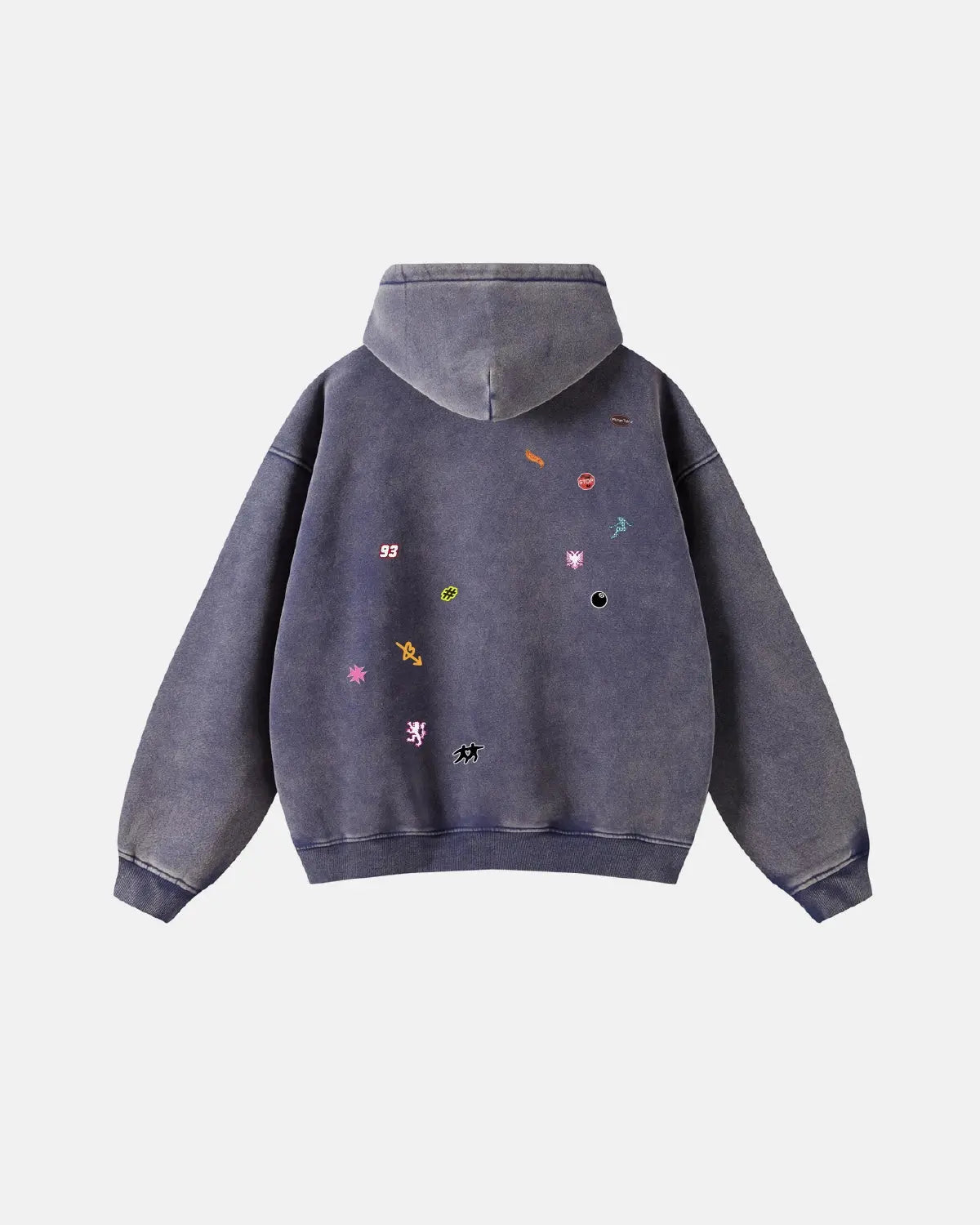 Funny Stickers Distressed Zip Up Hoodies | Inflation Streetwear