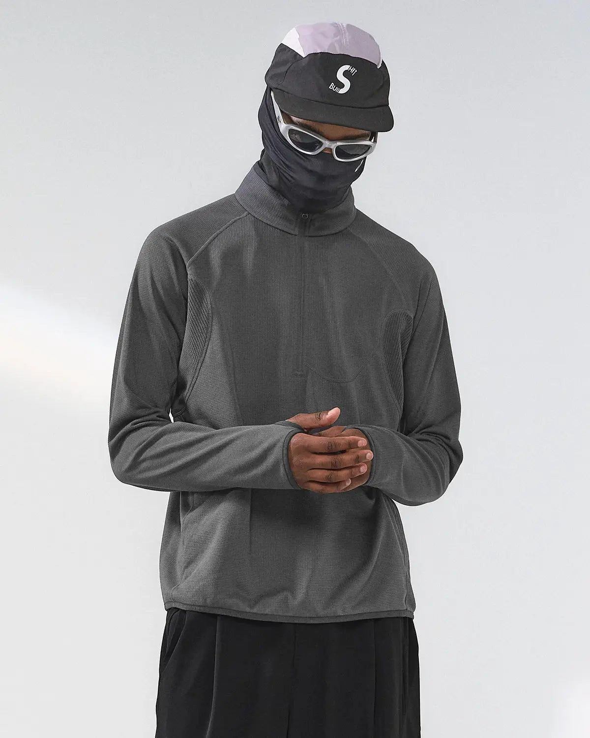 Breathable Grid Fleece Half-Zip Sweatshirt | Inflation Streetwear
